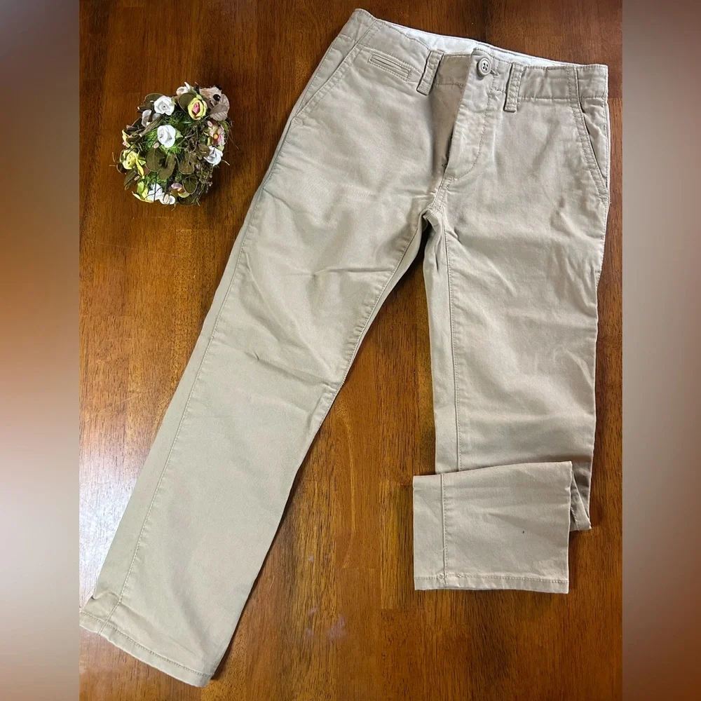GAP Khaki Pants Boys Size 7 Regular Adjustable Waist Neutral Beige